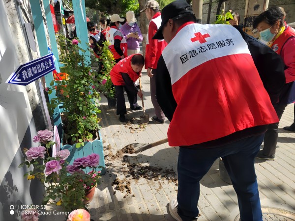 志愿者们献花并亲手种进共享花坛中05.jpg